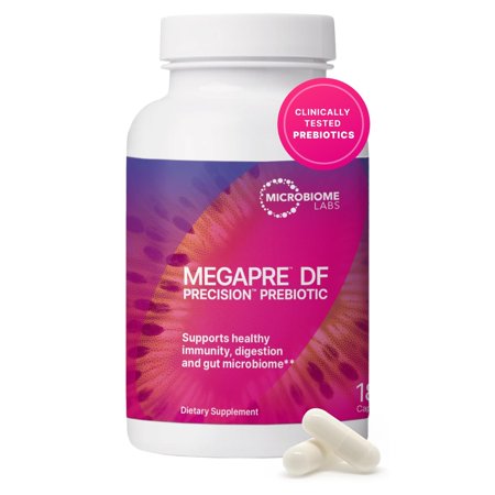Microbiome Labs MegaPre DF - Dairy-Free Prebiotic Fiber Supplement - Gut Health Prebiotics for Women, Men & Kids 3+ - Support Microbial Diversity 180 Capsules