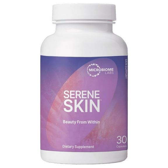 Microbiome Labs SereneSkin - Spore Based Probiotic Complex with Vitamin K2 MK7 for Skin Clarity & Gut Health Support - Daily Probiotic Skincare - Soothe The Gut-Skin Axis 30 Capsules