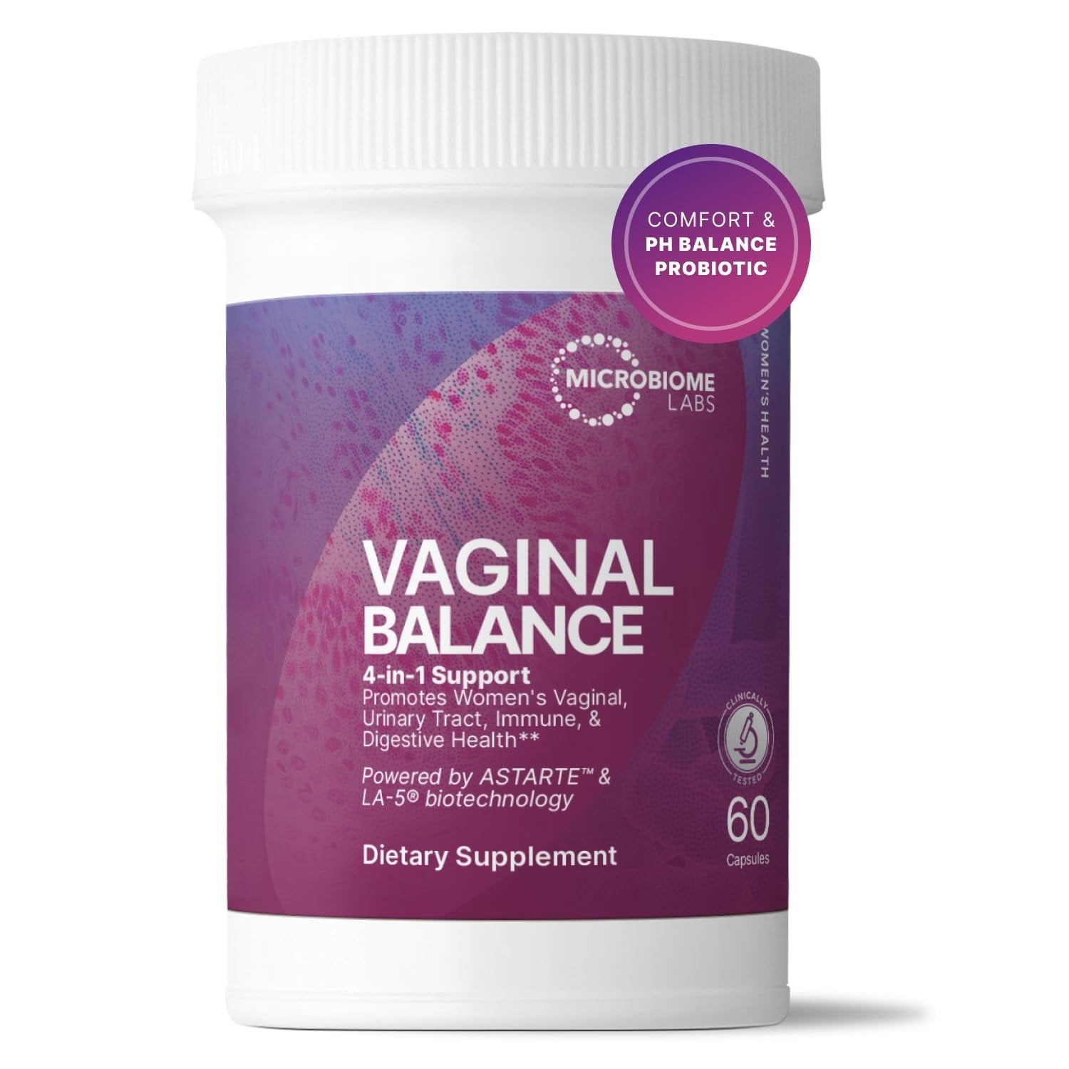 Microbiome Labs Vaginal Balance - Vaginal Probiotics for Women with Lactobacillus Gasseri - Feminine Care to Encourage pH Balance for Women, Reduce Discomfort & Support Gut Health (60 Capsules)