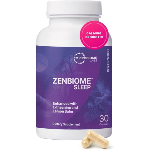 Microbiome Labs Zenbiome Sleep - L Theanine Supplement with Lemon Balm Extract & Probiotic