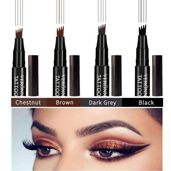 Microblade Brow Pen,4-Tip Microblade Brow Pen,Liquid Water Eyebrow Pencil 3D Simulation, Eyebrow Color Rendering, Natural Sweat Eyebrow Pencil, Four Colors, Beauty & Personal Care