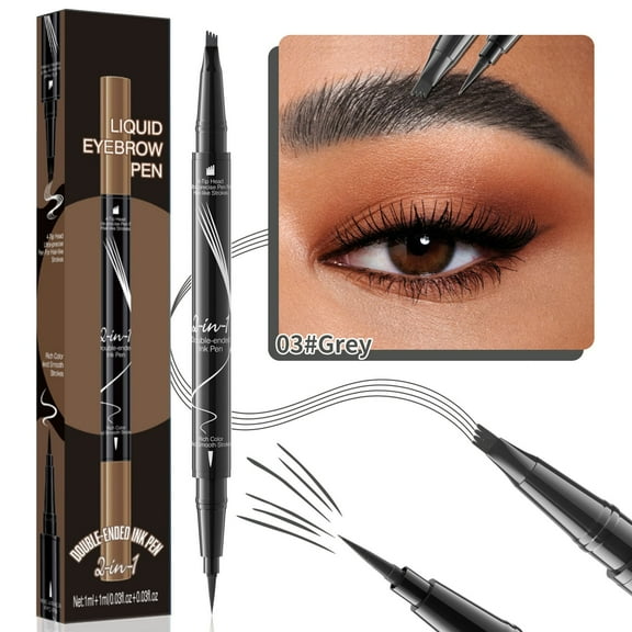 Microblade Eyebrow Pencil Liquid Quad Tip, Waterproof Long Lasting Formula, Easy to Draw & Remove, Natural Brow Color Rendering, 2ml Capacity
