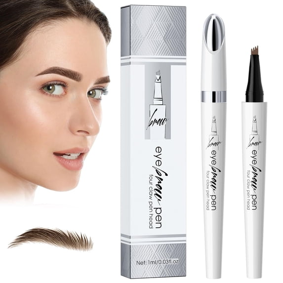 Microblading Eyebrow Pen,3D Waterproof Magic Eyebrow Pencil,4-Tip Eyebrow Pencil, Natural Makeup Long-Lasting Fine Stroke Magic Eyebrow Pencil, Light Brown