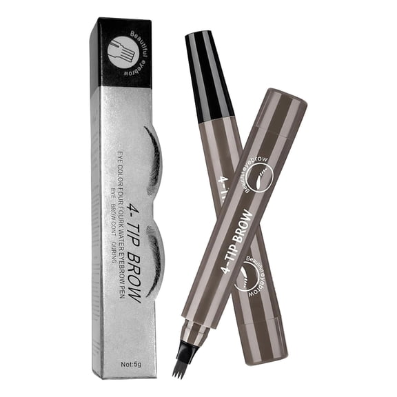 Microblading Eyebrow Pen with 4 Fork Tips, Waterproof Microblading Eyebrow Pencil for 3D Realistic Brow, Create Natural Hair-Like Brow Last All-Day, Eye Brow Pencils for Women - Reddish Brown