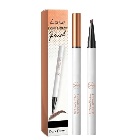 Microblading Eyebrow Pen with 4 Fork Tips, Waterproof Microblading Eyebrow Pencil, Fast Precise Eyebrow Makeup, Dark Brown Eyebrow Pencil, Non Dry Out and Last All Day