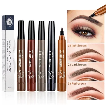 Microblading Eyebrow Pencil,2025 New Magic Eyebrow Tattoo Pencil 4 Fork Tip Brow Pencil with Micro-fork,Natural Makeup Long-Lasting Fine Curved Eyebrow Pencils for Women