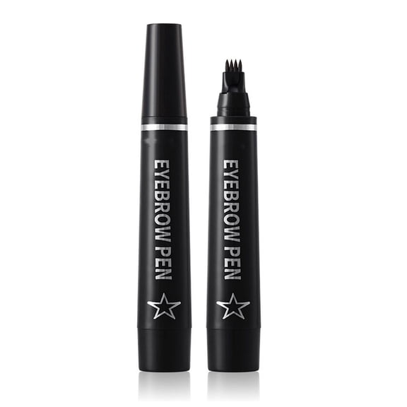 Microblading Eyebrow Pencil, Black Brown, Waterproof, 4-Prong Fork Tip, Long-Lasting Eyebrow Pencil for Natural Hair Drawing, 3D Micro Brow Pen, Microblading Effect