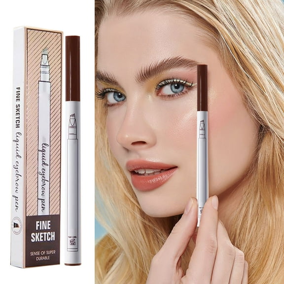 Microblading Eyebrow Pencil, Upgraded 3D Waterproof 4-Tip Eyebrow Pen, Natural Makeup Long-Lasting Fine Stroke Magic Eyebrow Pencil for Women (Light Coffee)