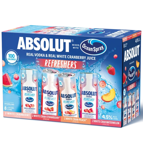 Absolut Ocean Spray Vodka Refresher Beer Variety pack, 8 pack, 12 fl oz, 4.5% ABV