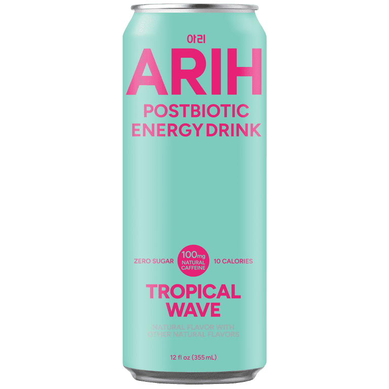 ARIH Postbiotic Energy Drink, Zero Sugar Clean Energy Drink with