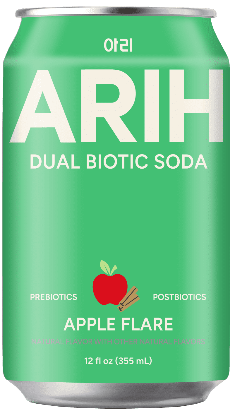 ARIH Dual Biotic Soda, Functional Prebiotic and Postbiotic Soda, Low Sugar, Apple Flare, 12 fl oz