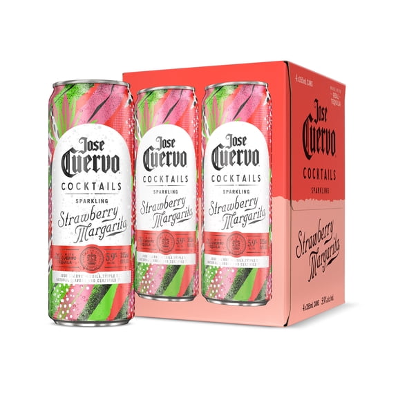 Jose Cuervo Sparkling Strawberry Cocktail, 4 pack, 355 ml Cans, 5.9% ABV