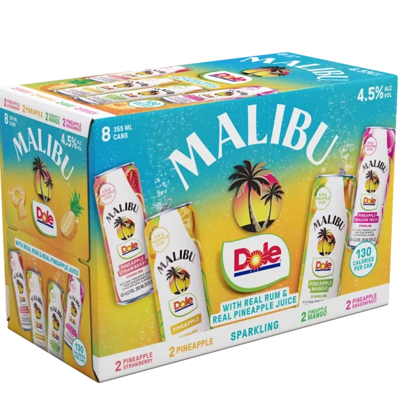 Malibu Rum + Dole Ready to Drink Variety 8 pack, 4.5% ABV
