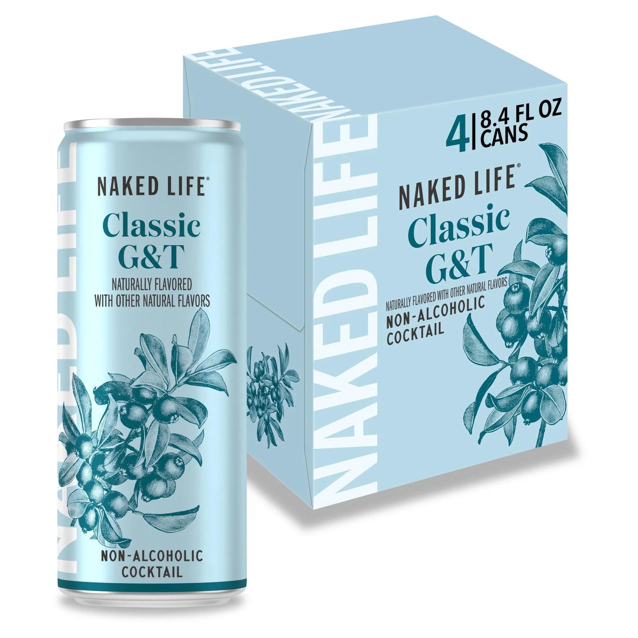 Naked Life Classic G&T, 4 Pack, 8.4 fl oz Aluminum Cans, 0% ABV