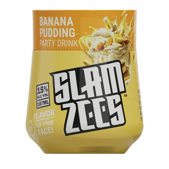 Slamzees Banana Pudding Party Drink Texas Wine Based Cocktail, 187 ml PET Bottle, 15% ABV
