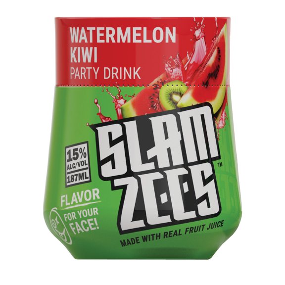 Slamzees Watermelon Kiwi Party Drink Texas Wine Based Cocktail, 187 ml PET Bottle, 15% ABV