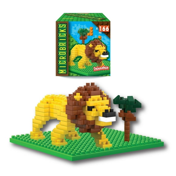 Microbricks - Lion from Deluxebase. Mini Safari Animal Block Puzzle Toy. Fun and Educational for Kids