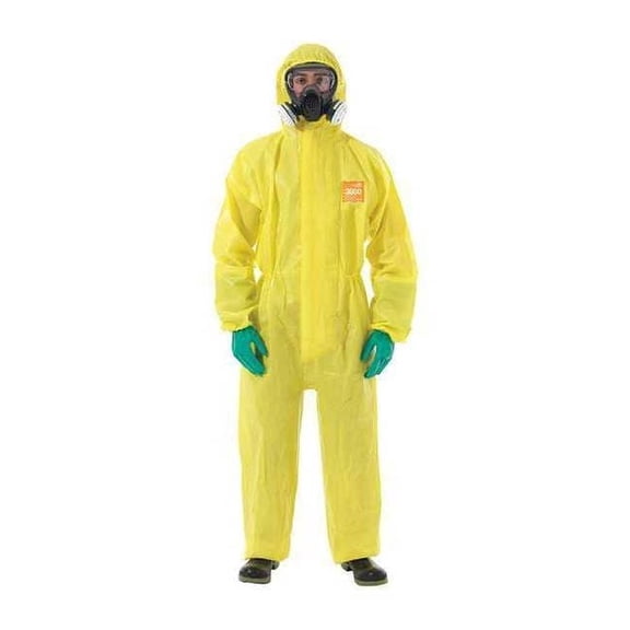 Microchem Coveralls,M,Yellow,Non-Woven Lam,PK6 YE30-W-92-111-03