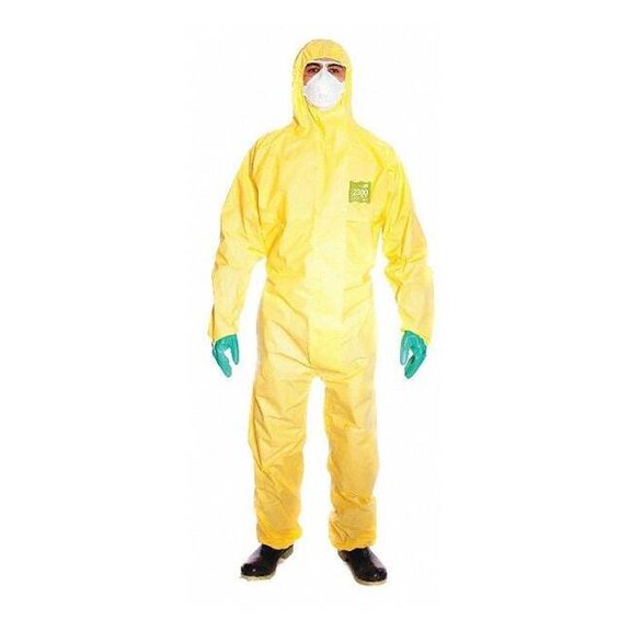 Microchem Hooded Coveralls,M,Yellow,PE,PK25 YY23-T-92-132-03
