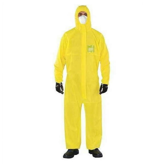 Microchem Hooded Coverall, S, Yellow, Chemical Laminate YY23-B-92-111-02
