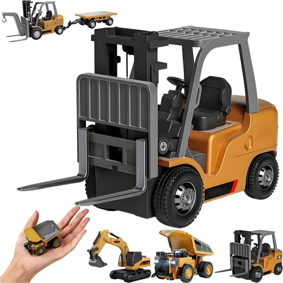 Microcrew Mini RC Construction Series – Pocket Dump Truck, Excavator & Forklift Set, 1/64 2.4GHZ Mini RC Car Engineering Vehicle Desktop Toys