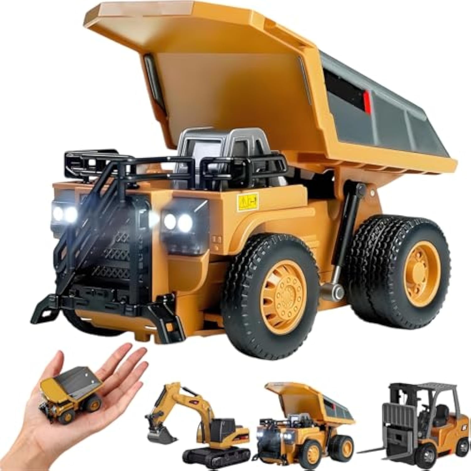 Microcrew Mini RC Construction Series – Pocket Dump Truck, Excavator & Forklift Set, 1/64 2.4GHZ Mini RC Car Engineering Vehicle Desktop Toys