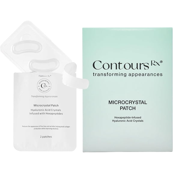 Contours Rx Microcrystal Patch  Anti-Aging Overnight Wrinkle Patch with 300 Microcrystals  Hyaluronic Acid & Peptides  Hydrating & Firming Skincare (1 Set of 2 Patches)