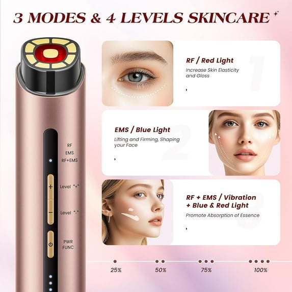Microcurrent Facial Device, 3 Modes Red Light Therapy for Face and Neck ...