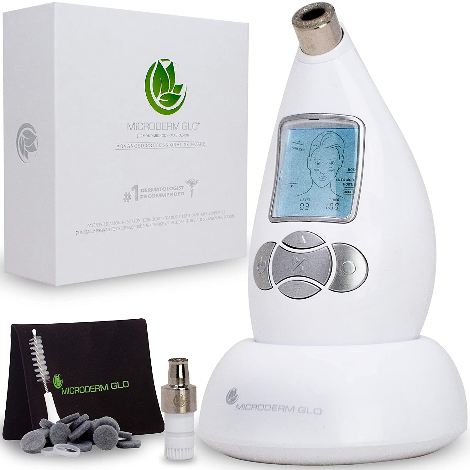 Microderm GLO Diamond Microdermabrasion Machine and Suction Tool, Clinical Micro Dermabrasion Kit, White - image 1 of 6