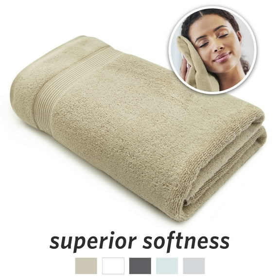 Microdry 100% Cotton Luxurious Bath Towel, 30" x 56", Linen