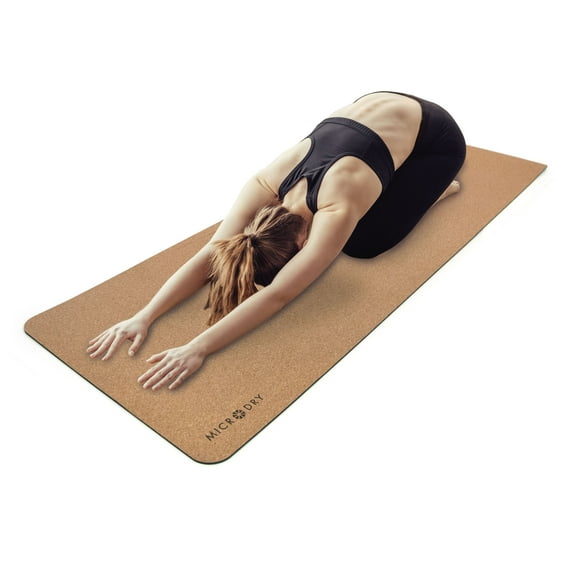 Microdry 100% Natural Cork Fitness Exercise Mat, Eco Friendly 6ft x 26in