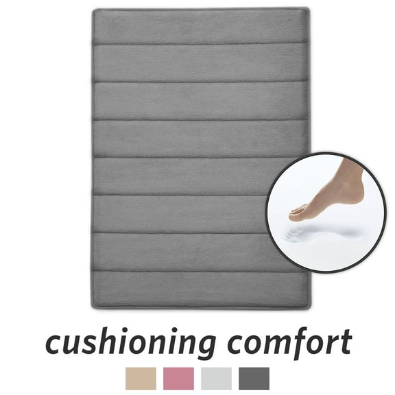 Microdry Absorbent CoreTex Memory Foam Bath Mat, 17" x 24", Dark Gray