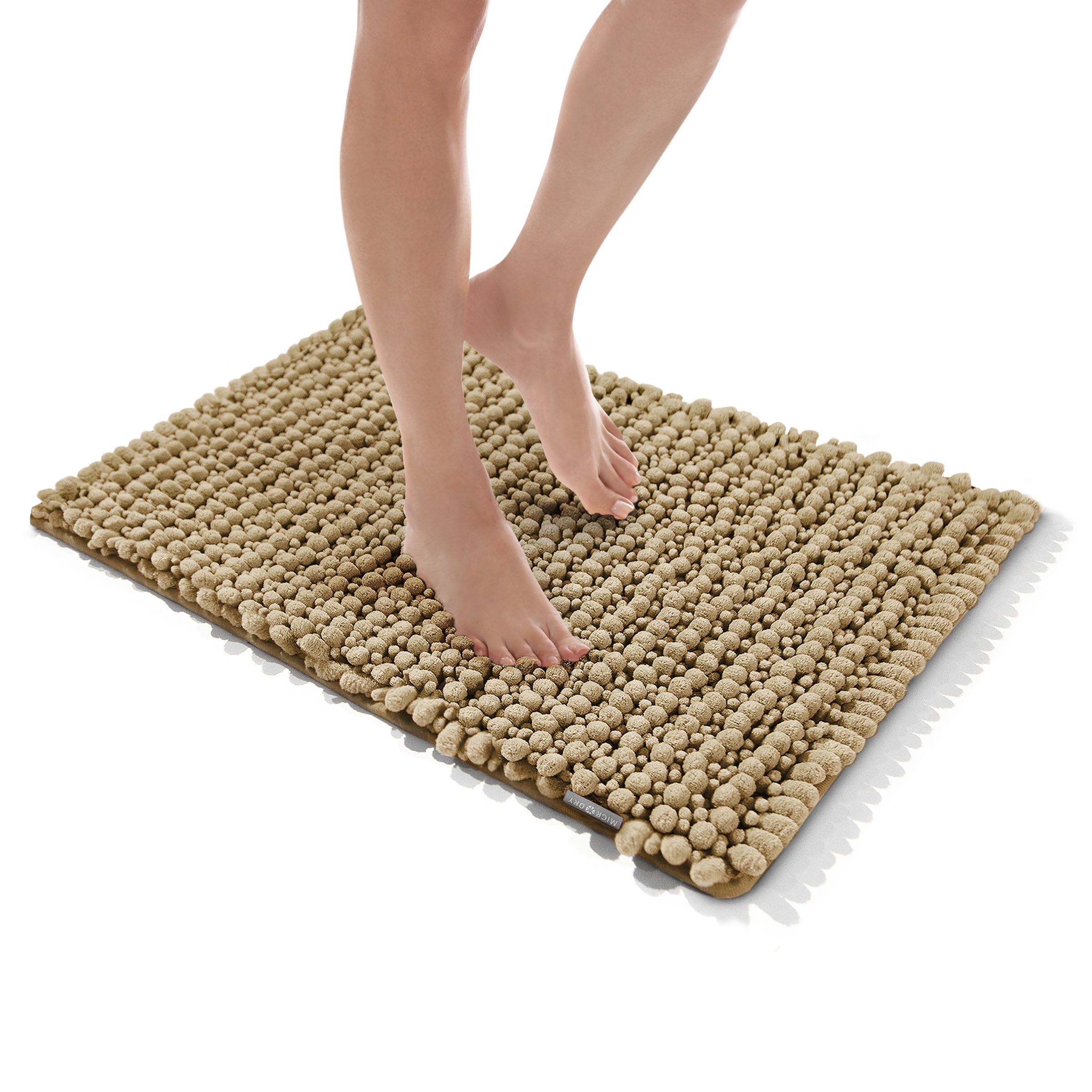 Microdry Chenille Absorbent Memory Foam Bath Mat, 16" x 24", Linen