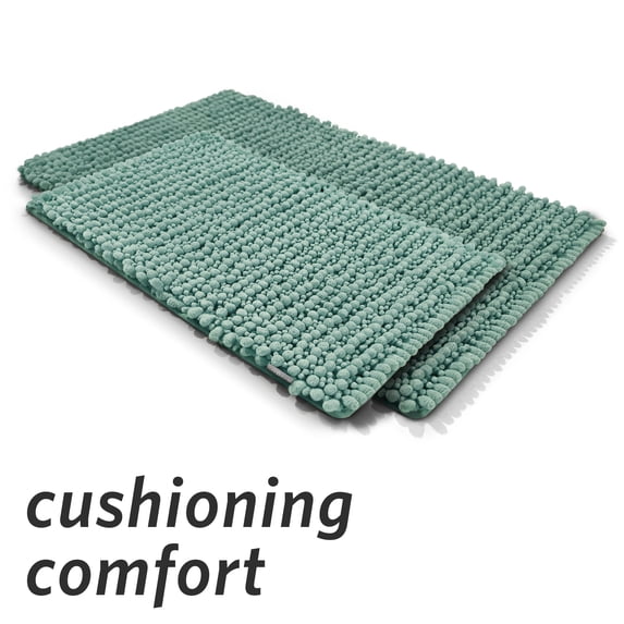Microdry Chenille-Infused Memory Foam Bath Mat Set, Aqua (2-Piece)