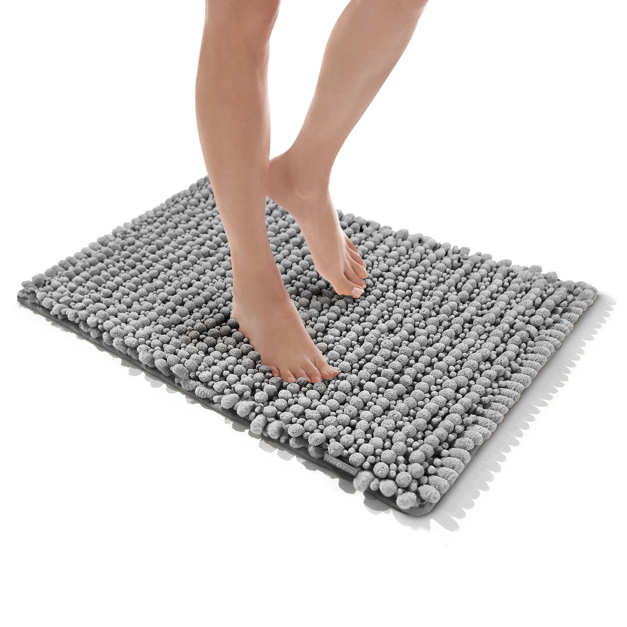 Microdry Chenille Memory Foam Bath Mat, 16" x 24", Light Gray
