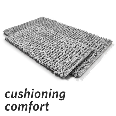 Microdry Chenille Memory Foam Bath Mat Set, Light Gray (2-Piece)