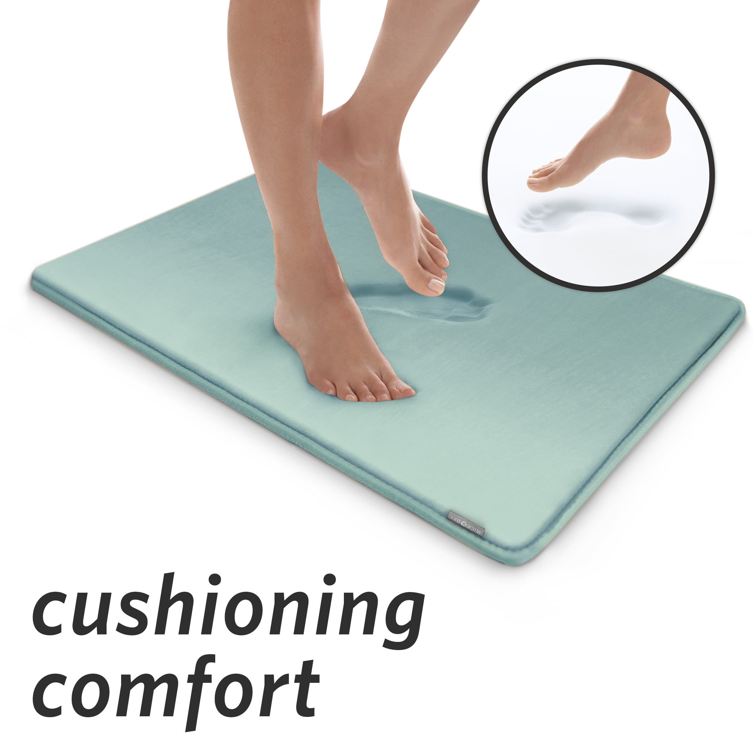 Microdry Classic Memory Foam Bath Mat, 17" x 24", Aqua