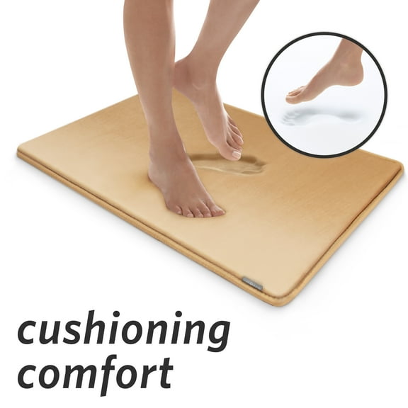 Microdry Classic Memory Foam Bath Mat, 17" x 24", Linen