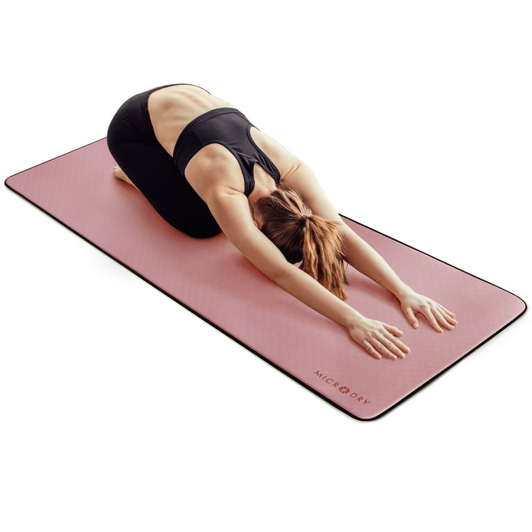 Microdry Deluxe All-Purpose Yoga Fitness Mat Odor Neutralizing Skid  Resistant, 72 x 26, Pink