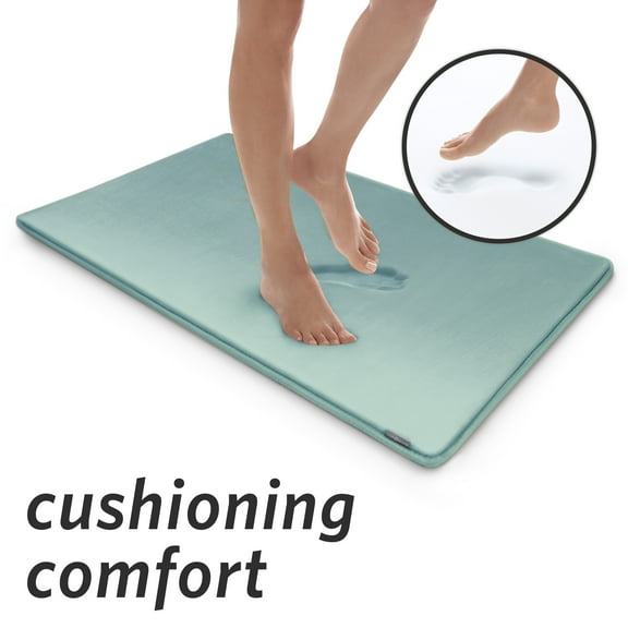 Microdry Extra Thick SoftLux Infused Memory Foam Bath Mat, 21" x 34", Aqua