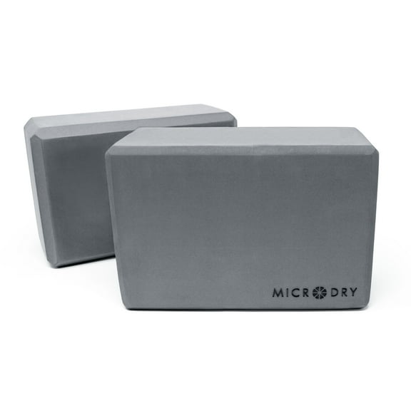 Microdry Fitness 2-Piece Foam Block Set for Enhanced Stretching, Light Gray, 9x6x4"