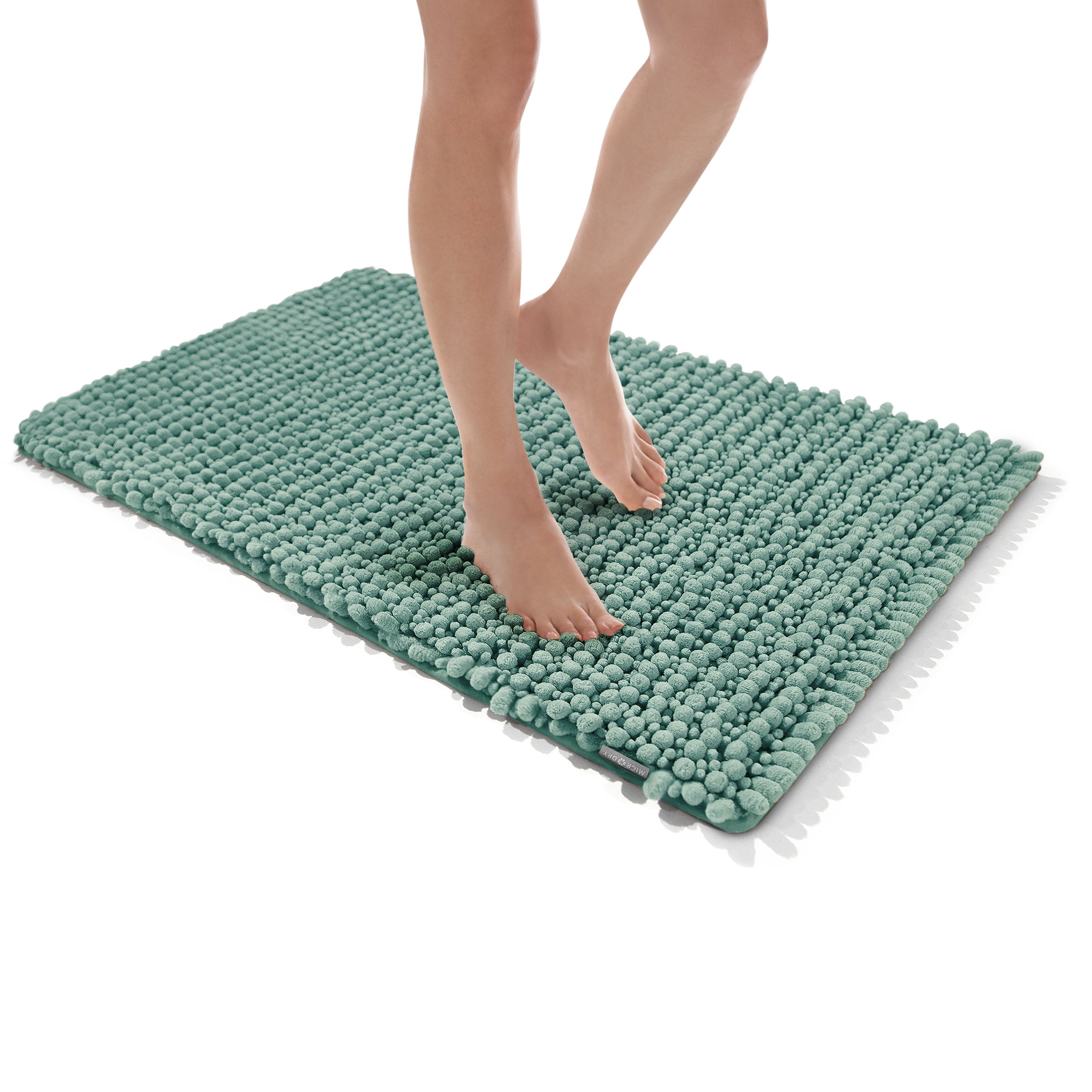 Microdry High Low Chenille Memory Foam Bath Mat, 21" x 34", Aqua