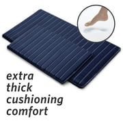 Microdry Luxury Charcoal-Infused Memory Foam Bath Mat with GripTex Skid-Resistant Base, 21" x 34", Blue