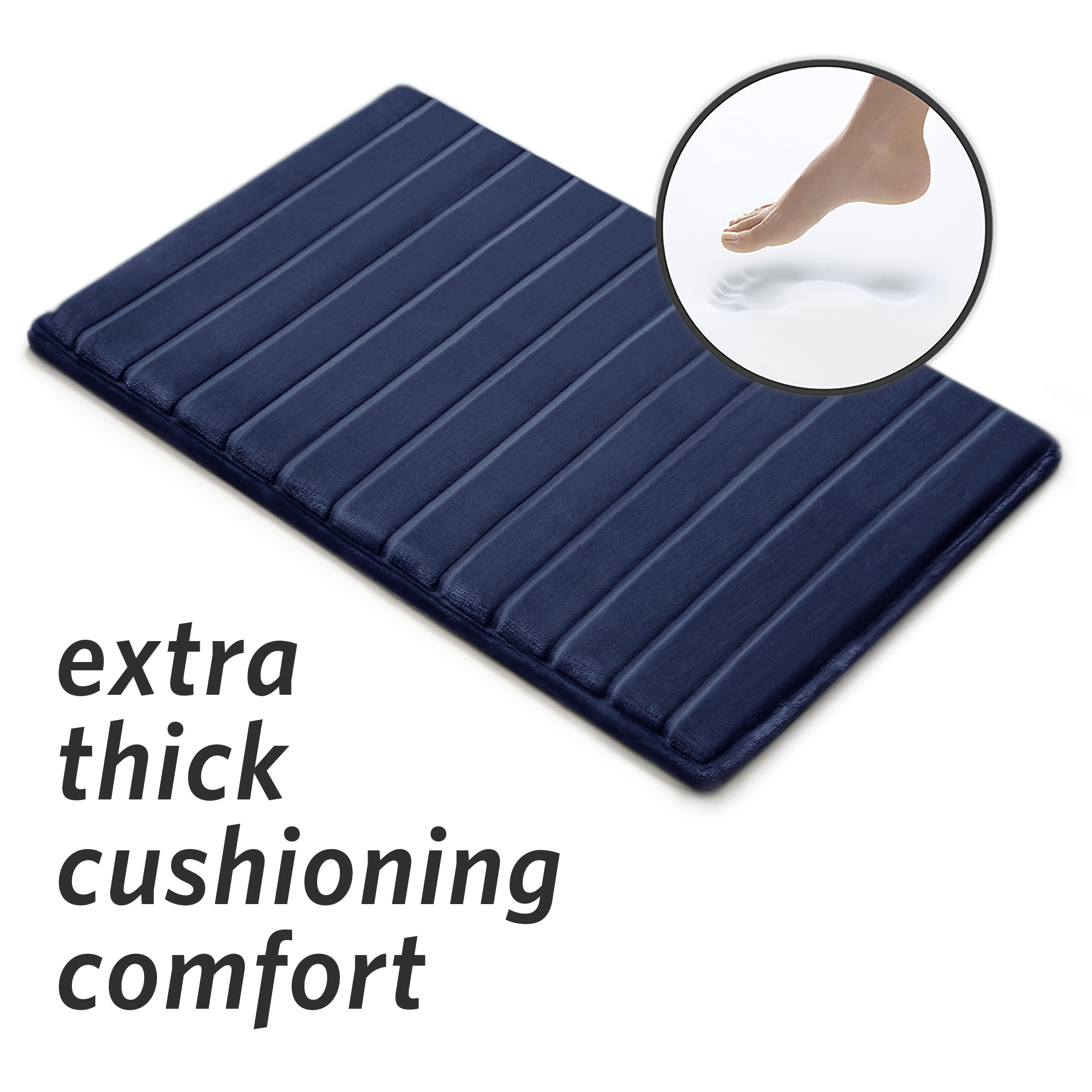 Navy Charcoal Infused Memory Foam Bath Mat Rug