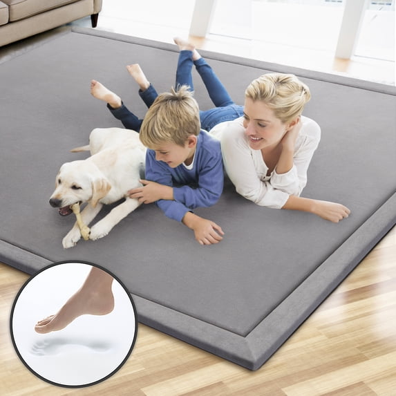 Microdry Memory Foam Luxury Area Rug, 6' x 8', Light Gray
