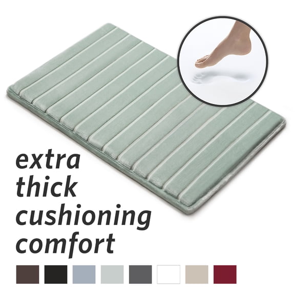 Microdry Modern Infused Memory Foam Bath Mat, 17"x24", Aqua
