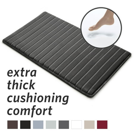 Microdry Modern Memory Foam Bath Mat, 21 "x 34", Dark Gray