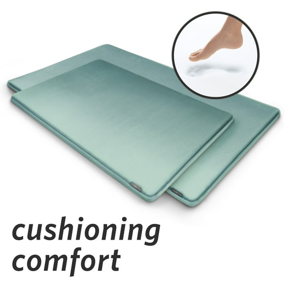 Microdry Modern Memory Foam Bath Mat Set, Aquifer (2-Piece)