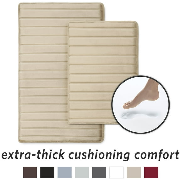 Microdry Modern Memory Foam Bath Mat Set, Linen (2-Piece)