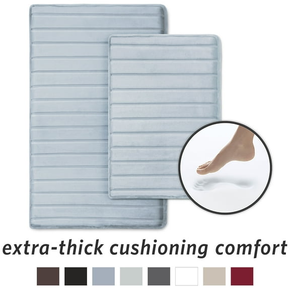 Microdry Modern Memory Foam Bath Mat Set, Navy (2-Piece)